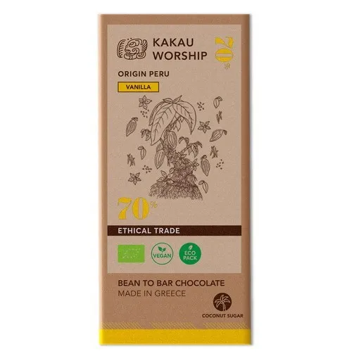 Kakau Σοκολάτα Bio Βανίλια 70% 75gr