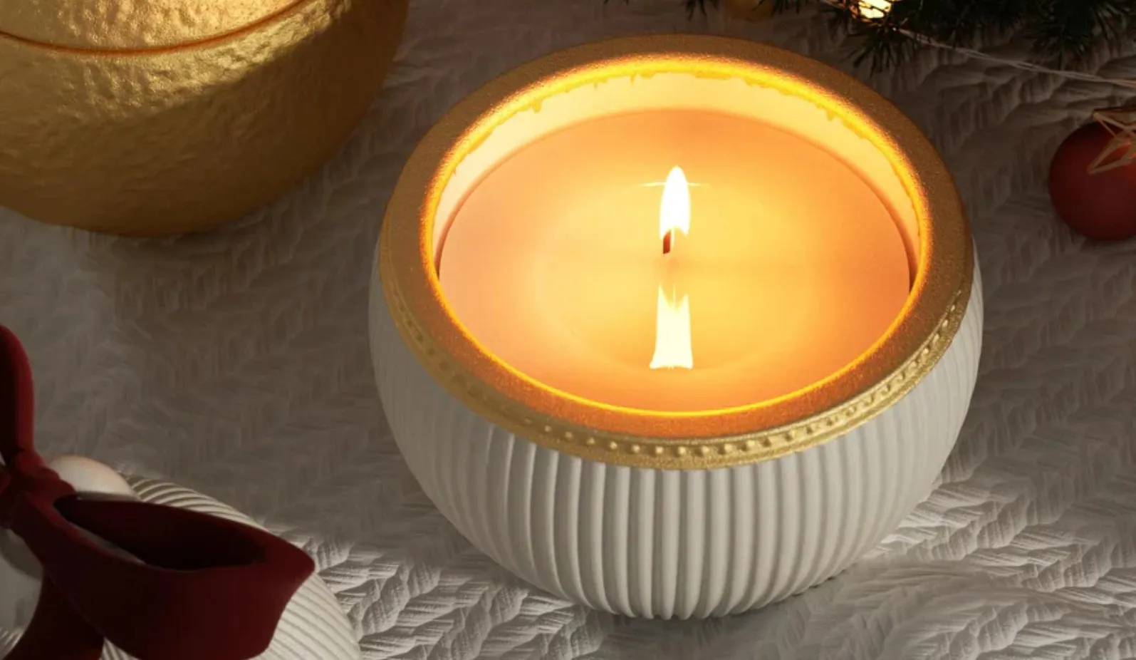 Κερί Χριστουγεννιάτικη Μπάλα 130gr με Άρωμα Μελομακάρονο - Image 3