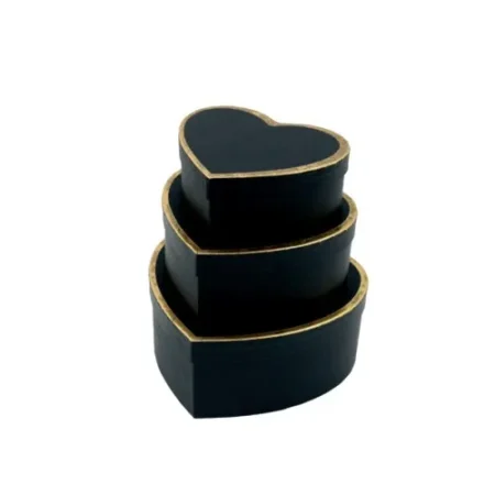 Κουτί Καρδιά Μαύρο Χρυσή Ρίγα 20x20x9cm