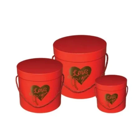 Κουτί Στρόγγυλο Love You Κόκκινο Φ18x17cm