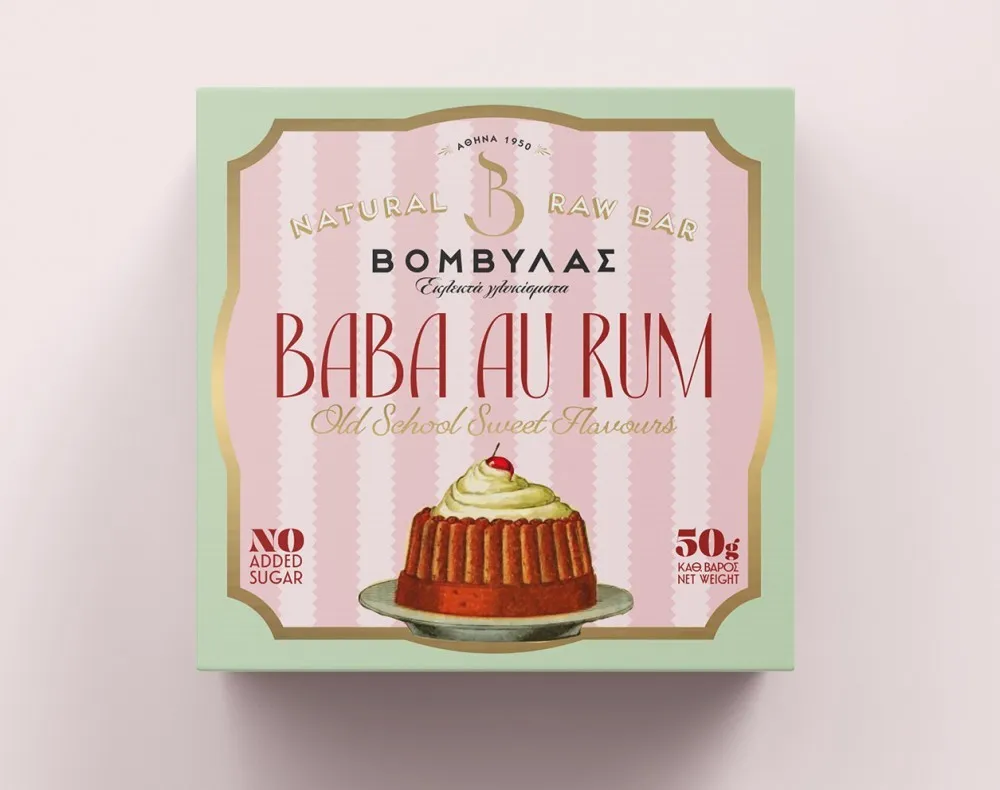 Μπάρα Φυτική χωρίς Ζάχαρη με Γεύση Μπαμπάς Ρούμι 50gr Βομβύλας