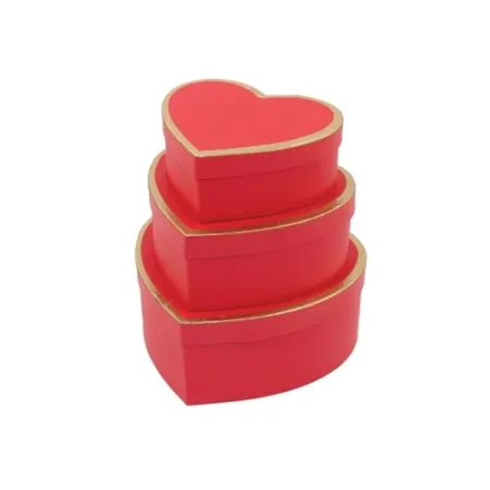 Κουτί Καρδιά Κόκκινο Χρυσή Ρίγα 20x20x9cm