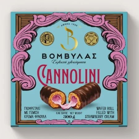 Γκοφρετάκια με Γέμιση Κρέμα Φράουλα 170gr Βομβύλας