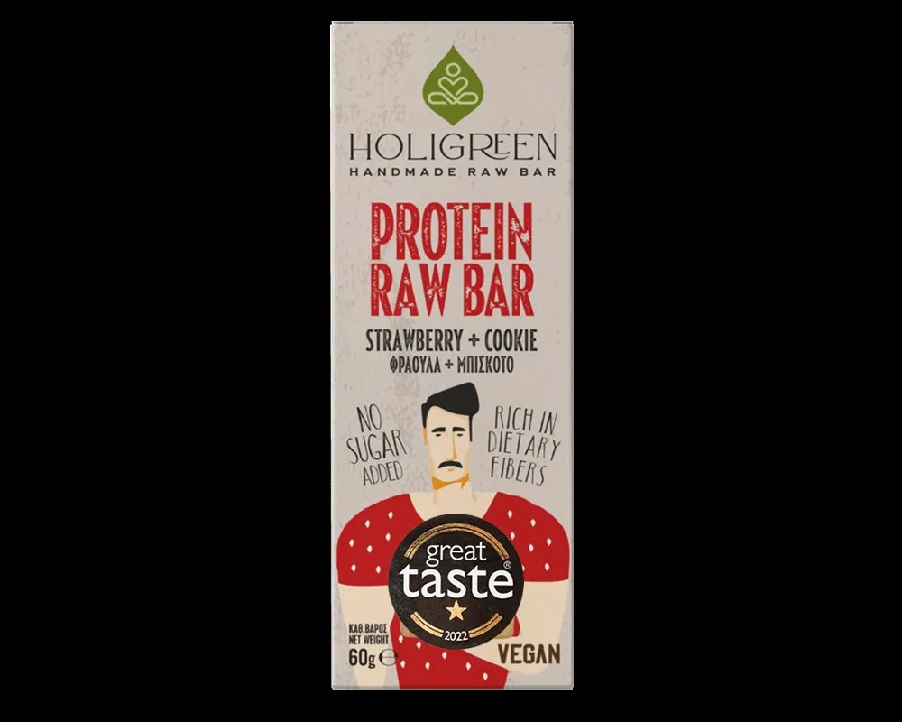 Μπάρα Πρωτεΐνης Μπισκότο Φράουλα Χειροποίητη 60gr Holigreen