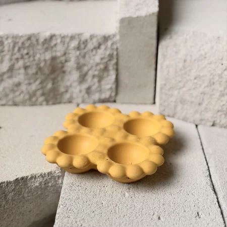 Τσιμεντένια Χειροποίητη Πασχαλινή Αυγοθήκη 6 Θέσεων Κίτρινο