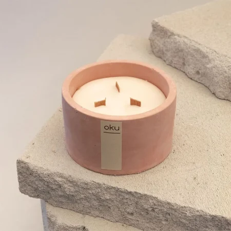 Κερί σε Τσιμεντένιο Σάπιο Μήλο Δοχείο 320gr με Άρωμα Moroccan Κεχριμπάρι