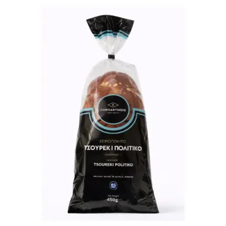 Το Πολίτικο Τσουρέκι Chrisanthidis Delights είναι ένα αυθεντικό παραδοσιακό γλυκό αρτοποιίας, εμπνευσμένο από την κλασική πολίτικη συνταγή.