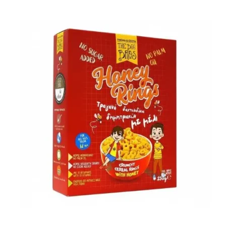 Δημητριακά Τραγανά Δαχτυλιδάκια Μελιού 250gr The Bee Bros