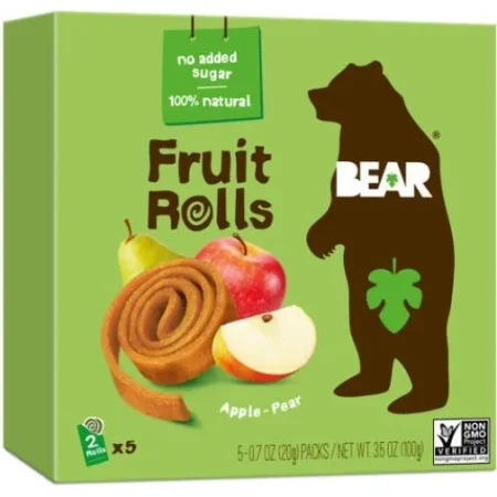Bear Fruit Rolls Μήλο-Αχλάδι Χωρίς Ζάχαρη 5x20gr